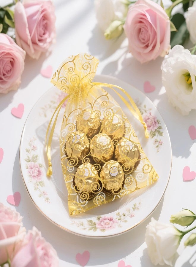 joycraft 50Pcs Organza Gift Bags - 5x7 In Gold Mesh Gift Drawstring Bags, Organza Party Favor Pouch for Valentine's Day, Wedding, Birthday, Brial Shower - Image 5